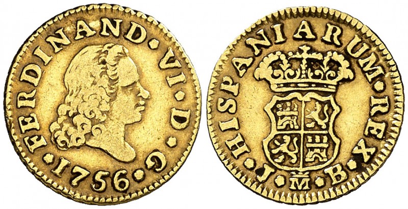 1756. Fernando VI. Madrid. JB. 1/2 escudo. (AC. 559). 1,75 g. MBC-.