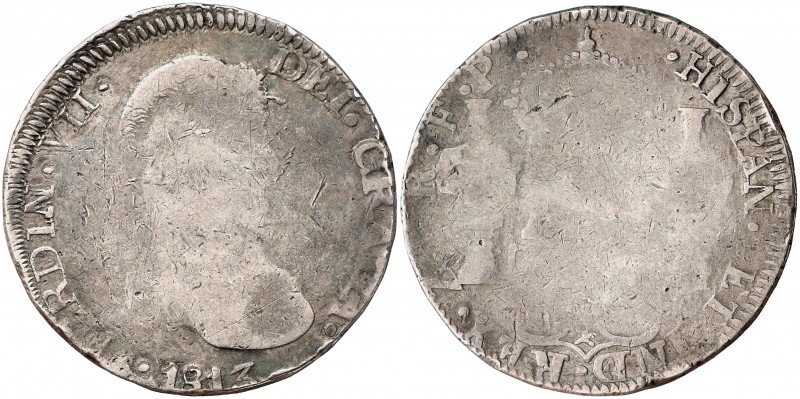 1813. Fernando VII. Zacatecas. FP. 8 reales. (AC. 1451). 26,86 g. Primer busto p...