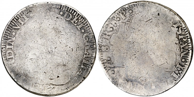 1813. Fernando VII. Zacatecas. FP. 8 reales. (AC. 1451). 26,30 g. Primer busto p...