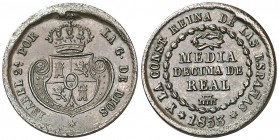 1853. Isabel II. Segovia. 1/2 décima de real. (AC. 140). 1,62 g. MBC+.