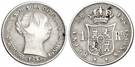 1853. Isabel II. Barcelona. 1 real. (AC. 276). 1,27 g. MBC-/MBC.