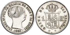 1853. Isabel II. Barcelona. 1 real. (AC. 276). 1,37 g. Limpiada. MBC+.