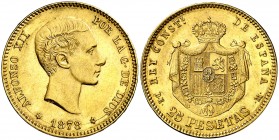 1878*1878. Alfonso XII. DEM. 25 pesetas. (AC. 70). 8,06 g. EBC+.