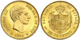 1880*1880. Alfonso XII. MSM. 25 pesetas. (AC. 79). 8,06 g. EBC-.