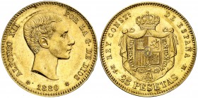 1880*1880. Alfonso XII. MSM. 25 pesetas. (AC. 79). 8,04 g. EBC.