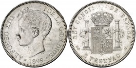 1899*1899. Alfonso XIII. SGV. 5 pesetas. (AC. 110). 24,39 g. Rayitas. (EBC+).