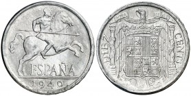 1940. Franco. 10 céntimos. (AC. 6). 1,84 g. Defecto en canto. Escasa. (EBC+).