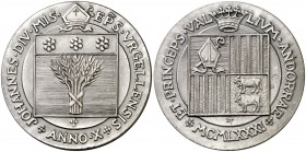 1981. Andorra. 25,32 g. Ø38 mm. Plata. 10º Aniversario del Obispado de Joan Martí Alanís. En carterita oficial con certificado. S/C.