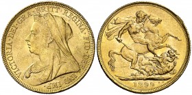 1899. Australia. Victoria. P (Perth). 1 libra. (Fr. 25) (Kr. 13). 7,97 g. AU. Marquitas. EBC-.