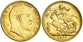 1903. Australia. Eduardo VII. P (Perth). 1 libra. (Fr. 34) (Kr. 15). 7,97 g. AU. Golpecitos y rayitas. MBC/MBC+.