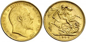 1906. Australia. Eduardo VII. P (Perth). 1 libra. (Fr. 34) (Kr. 15). 8 g. AU. MBC/MBC+.