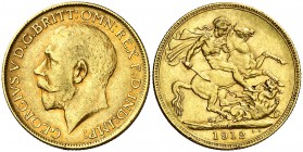 1912. Australia. Jorge V. P (Perth). 1 libra. (Fr. 40) (Kr. 29). 7,94 g. AU. Bonito color. MBC+/MBC.