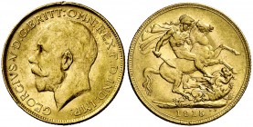 1915. Australia. Jorge V. P (Perth). 1 libra. (Fr. 40) (Kr. 29). 7,96 g. AU. Golpecitos. MBC+/EBC-.