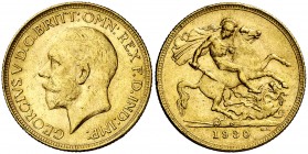 1930. Australia. Jorge V. P (Perth). 1 libra. (Fr. 40) (Kr. 29). 8 g. AU. Golpecitos. MBC+.