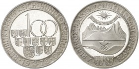 1978. Austria. 100 chelines. (Kr. 2936). 23,89 g. AG. 500º Aniversario de la ceca de Hall. S/C.