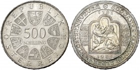 1981. Austria. 500 chelines. (Kr. 2951). 23,80 g. AG. 800º Aniversario del altar de Verdún. S/C.