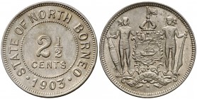 1903. Borneo Británico del Norte. 2 1/2 centavos. (Kr. 4). 5,06 g. CU-NI. EBC-.