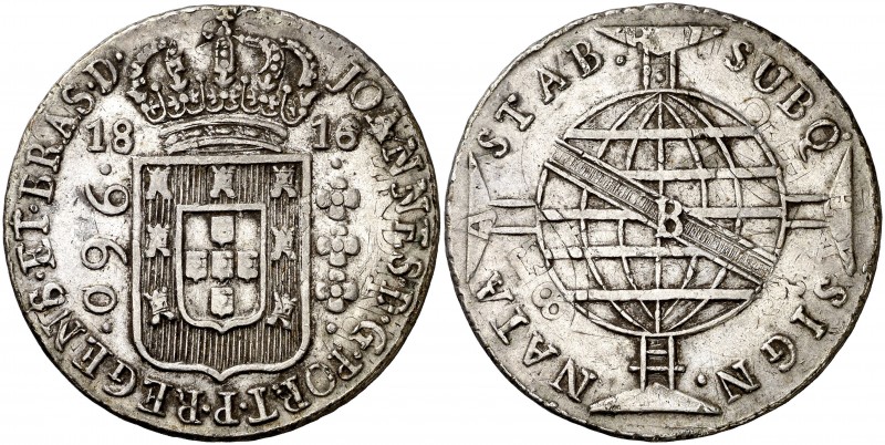 1816. Brasil. Juan, Príncipe Regente. B (Bahía). 960 reis. (Kr. 307.1). 26,12 g....