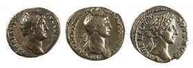 Lote de 3 denarios (Trajano, Adriano y Cómodo). A examinar. MBC.