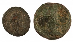 Lote formado por 1 as de Antonino pío y 1 sestercio de Lucio Vero. Total 2 monedas. A examinar. BC-/BC.
