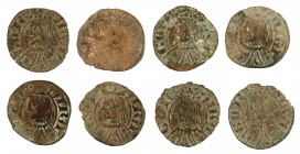 Pere III (1336-1387). Zaragoza. Dinero jaqués. (Cru.V.S. 463) (Cru.C.G. 2276). Lote de 8 monedas. A examinar. BC/MBC.