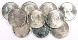 1966*1966 a 1968. Franco. 100 pesetas. Lote de 10 monedas. A examinar. EBC-/S/C-.