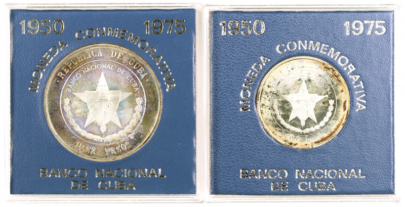 1975. Cuba. 5 y 10 pesos. (Kr. 36 y 37). XXV Aniversario del Banco Nacional de C...