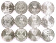 1982 a 1990. Francia. V República. 100 francos. Lote de 12 monedas en plata. A examinar. S/C-/S/C.