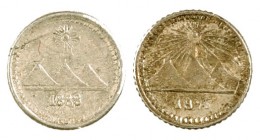 1888 y 1895. Guatemala. 1/4 de real. Lote de 2 monedas. A examinar. MBC+/EBC.