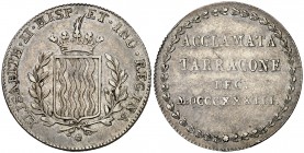1833. Isabel II. Tarragona. Módulo 2 reales. (Ha. 32) (V. 760, error lámina) (V.Q. 13382 var) (Cru.Medalles 260). 5,25 g. MBC+.