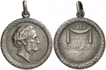 1913. Barcelona. Asociación Wagneriana. (Cru.Medalles 1124). 11,69 g. Ø30 mm. Plata. Con anilla. Gráfila de laurel. Rara. EBC.