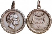 1913. Barcelona. Asociación Wagneriana. (Cru.Medalles 1124a). 10,55 g. Ø30 mm. Cobre. Con anilla. Gráfila de laurel. Rara. EBC-.