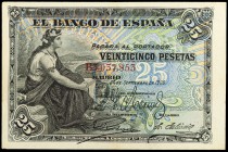 1906. 25 pesetas. (Ed. B98a) (Ed. 314a). 24 de septiembre. Serie B. Leve doblez. MBC+.