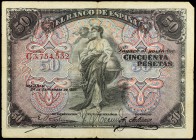 1906. 50 pesetas. (Ed. B99a) (Ed. 315a). 24 de septiembre. Serie C. BC+.