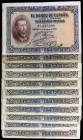1926. 25 pesetas. (Ed. B109a) (Ed. 325a). 12 de octubre, San Francisco Javier. Lote de 15 billetes, series: A (cuatro) y B (once). BC/MBC.