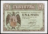 1938. Burgos. 1 peseta. (Ed. D29a) (Ed. 428a). 30 de abril. Serie M. Esquinas rozadas. S/C-.