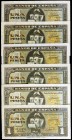 1940. 1 peseta. (Ed. D43a) (Ed. 442a). 4 de septiembre, Santa María. 6 billetes, series C (dos), E (tres) e I. EBC-/EBC.