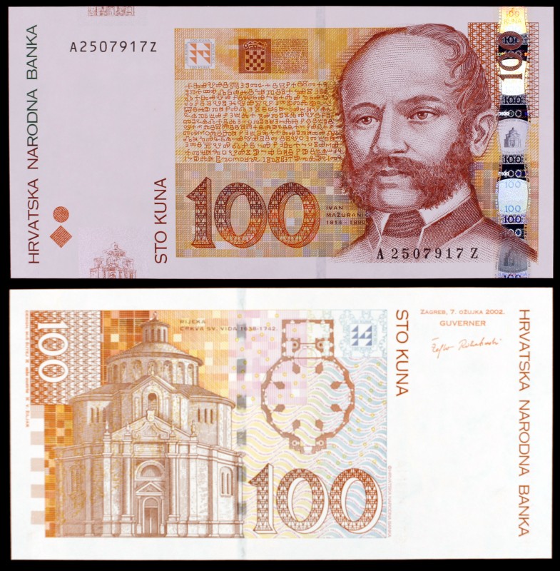 2002. Croacia. Banco Nacional. 100 kuna. (Pick 41). 7 de marzo, Ivan Mazuranic. ...