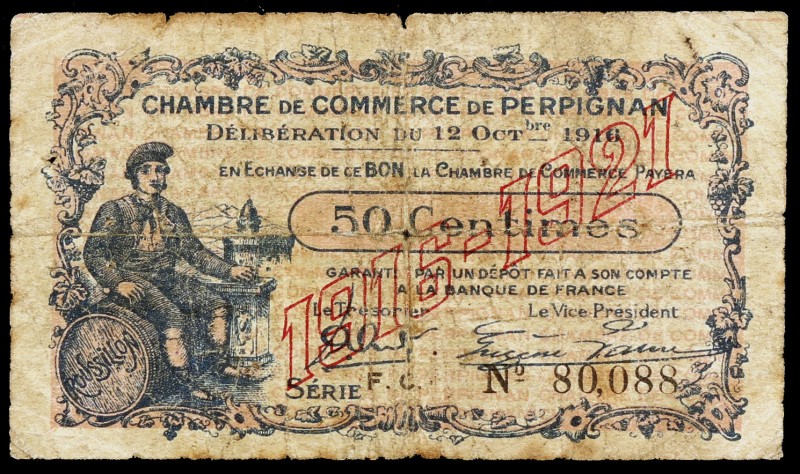 Francia. Perpignan. Cámara de Comercio. 1 franco. (Pirot 100-19). Deliberación 1...