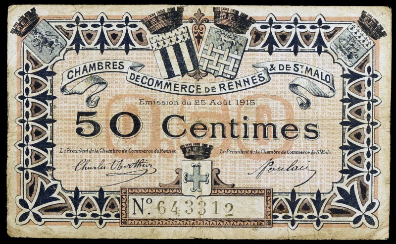 1915. Francia. Rennes. Saint - Malo. Cámara de Comercio. 50 céntimos. (Pirot 105...
