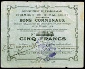 1914. Francia. Rumaucort. Bono Común. 5 francos. Numerado. Dos firmas. Con sello tampón en anverso. MBC-.