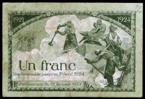 Francia. Saint Etienne. Cámara de Comercio. 1 franco. (Pirot 114-7). Deliberación 12 enero 1921. Numeración de 6 dígitos. Firmas: El Presidente - El T...