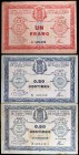 1914. Francia. Saint-Omer. Cámara de Comercio. 50 céntimos (dos) y 1 franco. (Pirot 115-1, 115-4 y 115-7). 3 billetes. Sin fecha de emisión (serie com...