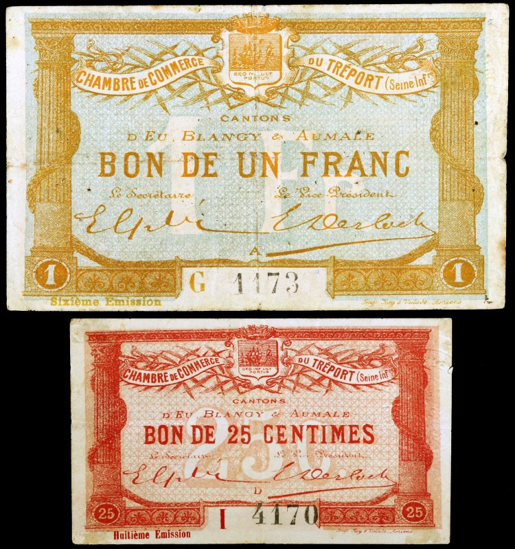 Francia. Treport. Cámara de Comercio. 25 céntimos y 1 franco. (Pirot 71-25a y 71...