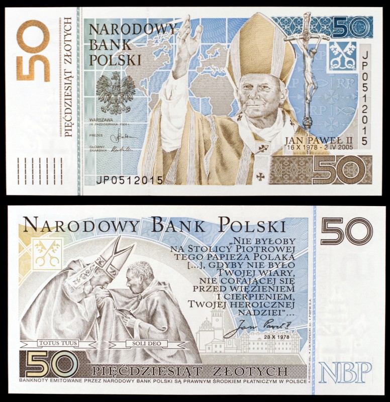 2006. Polonia. Banco Nacional. 50 zlotych. (Pick 178). 16 de octubre. Papa Juan ...