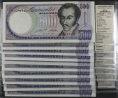 * 1990. Venezuela. Banco Central. BDDK. 500 bolívares. (Pick 67d) (Sucre 500F). 10 billetes, dos parejas correlativas. Series: B, C, M, S, T, X y Y de...