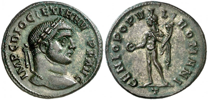 (294-295 d.C.). Diocleciano. Ticinum. Follis. (Spink 12771) (Co. 101) (RIC. 23a)...