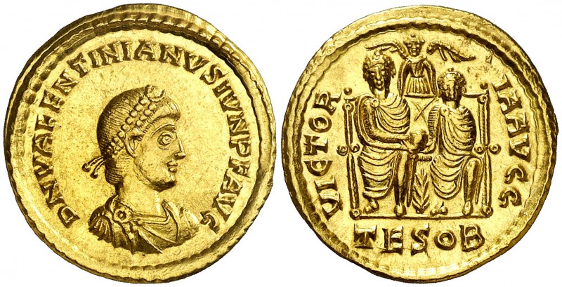 (379 d.C.). Valentiniano II. Tesalónica. Sólido. (Spink 20190) (Co. 36) (RIC. 34...