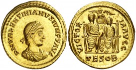 (379 d.C.). Valentiniano II. Tesalónica. Sólido. (Spink 20190) (Co. 36) (RIC. 34e). 4,47 g. EBC.