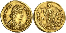 (405-406 d.C.). Honorio. Ravenna. Sólido. (Spink 20919) (Co. 44) (RIC. 1287d). 4,46 g. EBC-.